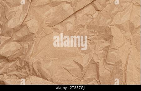 Old crumpled brown paper texture as background Stock Photo