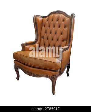 Luxury leather chair isolated on white background with clipping path Stock Photo