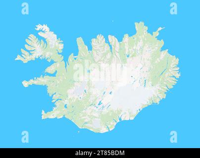 Iceland, iceland blank map, iceland satellite map Stock Photo