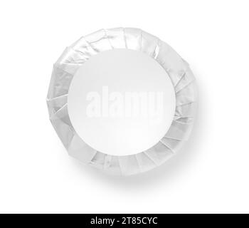 Pleated rounded hotel soap isolated on white background Stock Photo