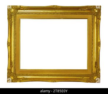 Wooden gilded vintage picture frame on white background isolated with clipping path Stock Photo