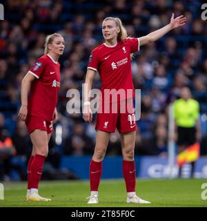 Jenna Clark of Liverpool gestures during the Barclays FA Women's Super League match between Chelsea and Liverpool at Stamford Bridge, London on Saturday 18th November 2023. (Photo: Federico Guerra Maranesi | MI News) Credit: MI News & Sport /Alamy Live News Stock Photo