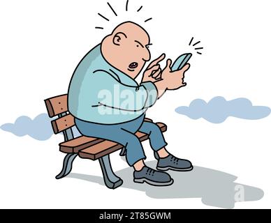 angry man talking on the phone Stock Vector