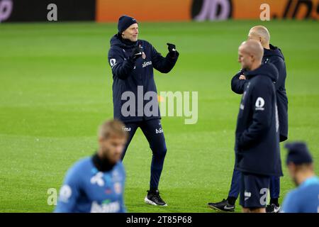 Norway manager Stale Solbakken reacts during a press conference at the ...