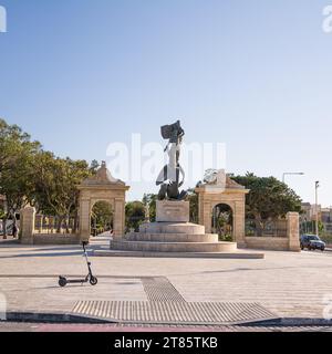 Valletta, Malta - 17 June 2023: In the Floriana district, monument for Malta's independence from the United Kingdom in 1964 Stock Photo