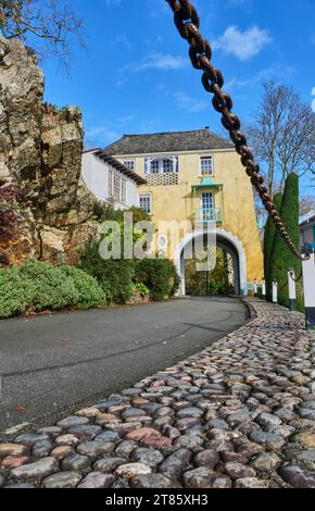 The Gatehouse, Portmeirion, Gwynedd, Wales Stock Photo