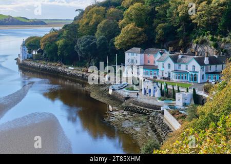 The Hotel Portmeirion on the Dwyryd Estuary, Portmeirion, Gwynedd, Wales Stock Photo