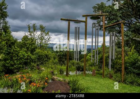 Spiritual meditation chime or outdoor steel chimes in midlands Stock Photo