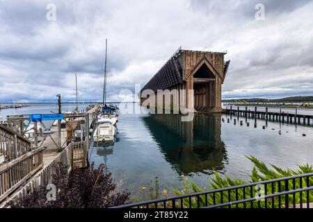 The Lower Harbor Ore Dock in downtown Marquette is no longer in operation. Marquette, United States Stock Photo