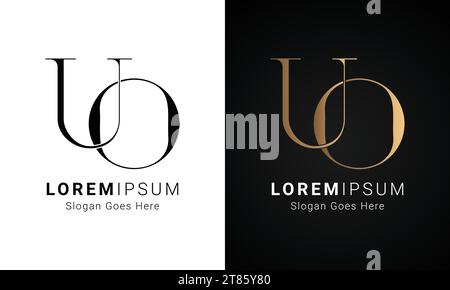 Luxury Initial UO or OU Monogram Text Letter Logo Design Stock Vector