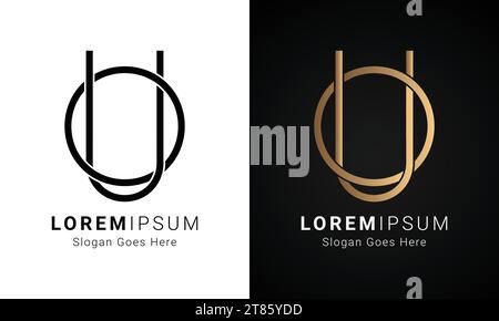 Luxury Initial UO or OU Monogram Text Letter Logo Design Stock Vector