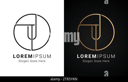 Luxury Initial UT or TU Monogram Text Letter Logo Design Stock Vector