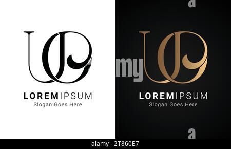 Luxury Initial UO or OU Monogram Text Letter Logo Design Stock Vector