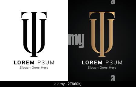 Luxury Initial UT or TU Monogram Text Letter Logo Design Stock Vector