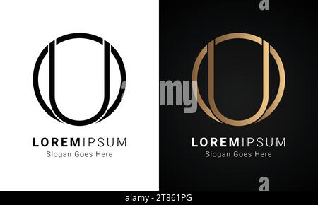 Luxury Initial UO or OU Monogram Text Letter Logo Design Stock Vector
