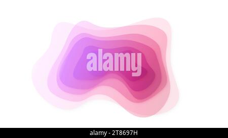 Uneven, layered, transparent, overlapping and colorful blob of pink and purple geometric shapes on white. Abstract design template with vibrant colors Stock Photo