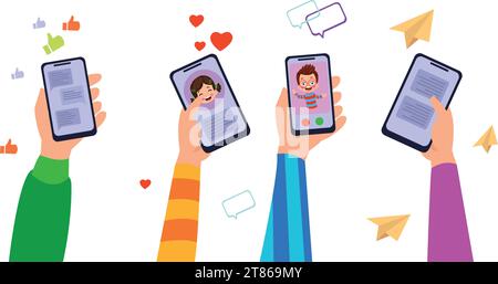 Flat Hands Holding Mobile Phone Stock Vector