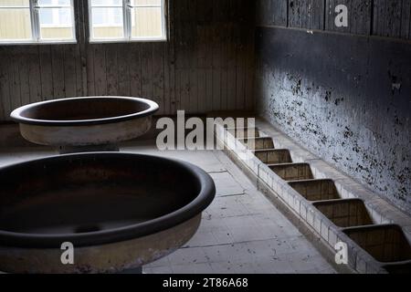 Accomodation for jewish prisoners in former Sachsenhausen concentration camp. Stock Photo