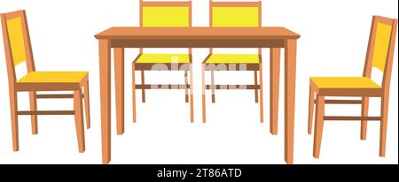 A set of chairs and a table with four chairs. Stock Vector