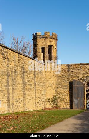 Walls of the Jackson Historic Prison, opened in 1839, in Jackson, Michigan. Stock Photo