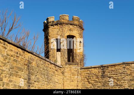 Walls of the Jackson Historic Prison, opened in 1839, in Jackson, Michigan. Stock Photo