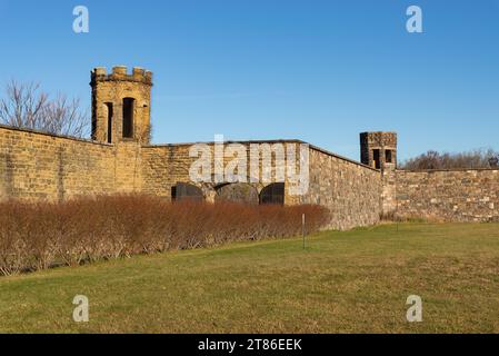 Walls of the Jackson Historic Prison, opened in 1839, in Jackson, Michigan. Stock Photo