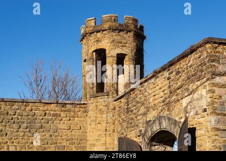 Walls of the Jackson Historic Prison, opened in 1839, in Jackson, Michigan. Stock Photo