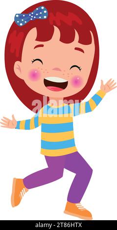 Jumping kids. Happy funny children playing and jumping in different action poses education little team vector characters. Illustration of kids and chi Stock Vector