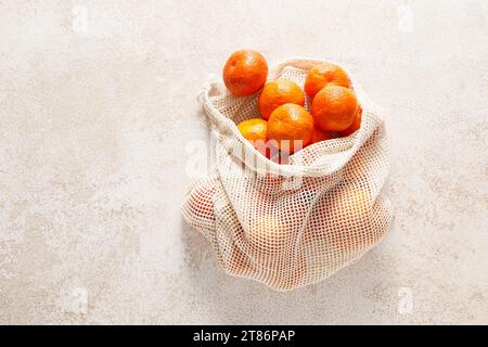 Fresh organic mandarin oranges, tangerine fruits, top view Stock Photo