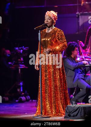 London, UK. 17th Nov, 2023. Angelique Kidjo performing live at Royal Albert Hall, celebrating her 40 years on stage. Photographed by Credit: Michael Tubi/Alamy Live News Stock Photo