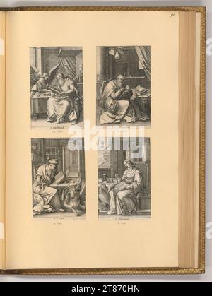 Crispin van de Passe Four evangelists. Copper engraving print 1584-1637 , 1584/1637 Stock Photo