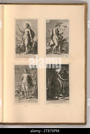 Crispin van de Passe Female personifications at the four times of the day. Copper engraving print 1584-1637 , 1584/1637 Stock Photo