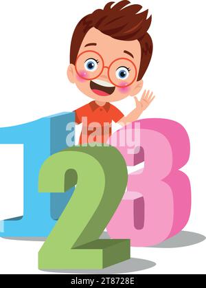 Cartoon kids with 123 numbers vector image Stock Vector