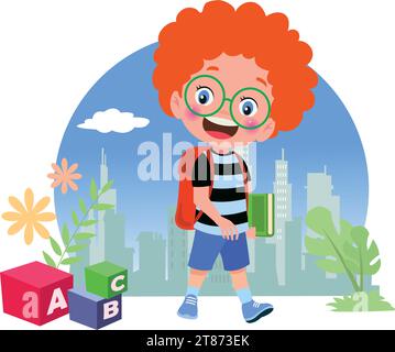 letter cubes and cute boy Stock Vector