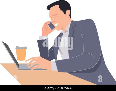 vector illustration of businessman talking on the phone Stock Vector