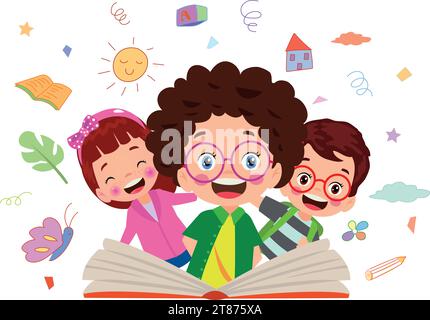 letter cubes and cute boy Stock Vector
