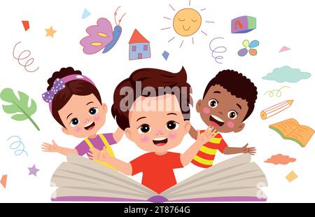 letter cubes and cute boy Stock Vector
