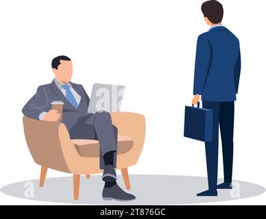 businessman sitting on sofa using computer Stock Vector