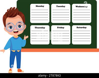 Back to school timetable. Hand drawn. Classroom timetable. Plan note education. Planner, table class. Child, academic template. Organizer paper weekly Stock Vector