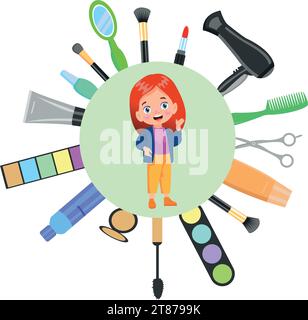 Beauty and Cosmetics Flat Design Icon Set Stock Vector