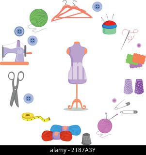 Cute cartoon vector illustration of a tailor Stock Vector