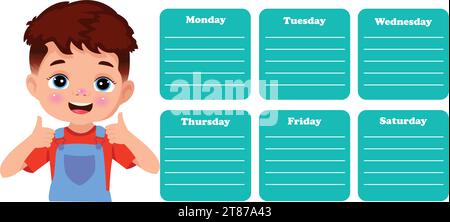 Back to school timetable. Hand drawn. Classroom timetable. Plan note education. Planner, table class. Child, academic template. Organizer paper weekly Stock Vector