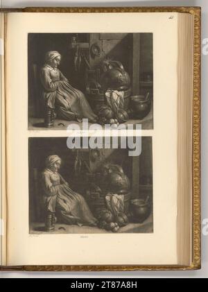 Wallerand Vaillant (Engraver) Sleeping old woman in the kitchen. Skiing 1640-1677 , 1640/1677 Stock Photo