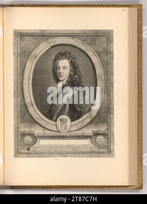 Gerard Edelinck (Engraver) Portrait James Francis Edward Stuart. Copper engraving print 1700 , 1700 Stock Photo