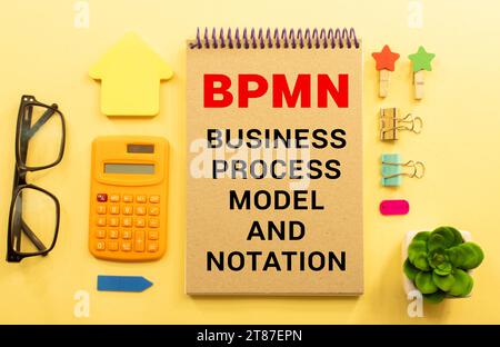 Business process model and notation BPMN is shown using a text Stock Photo