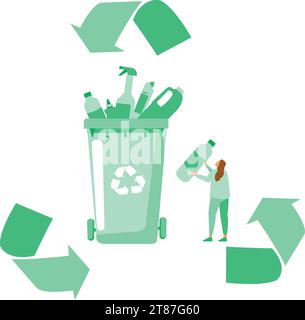 Trash Recycling Flat Set Pro Vector Stock Vector