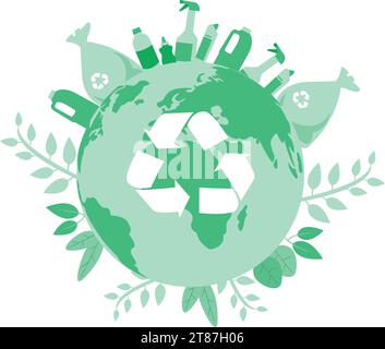 Trash Recycling Flat Set Pro Vector Stock Vector