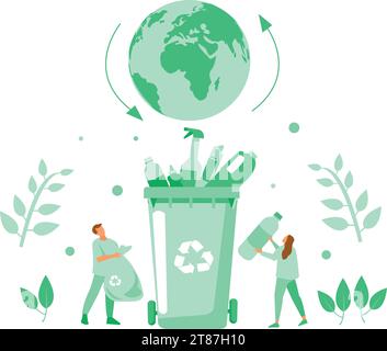 Trash Recycling Flat Set Pro Vector Stock Vector