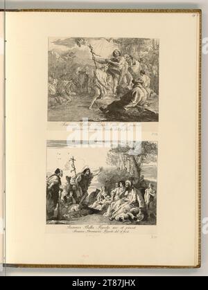 Giovanni Domenico Tiepolo (Engraver) The baptism of Christ; The sermon John the Baptist. etching 18. Century , 18th century Stock Photo