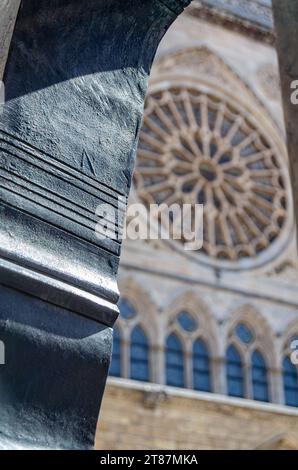 LEON, SPAIN - MARCH 9, 2014: Detail of the sculpture 'Tribute to the builders of Cathedrals' made in bronze by the sculptor Juan Carlos Uriarte in 199 Stock Photo